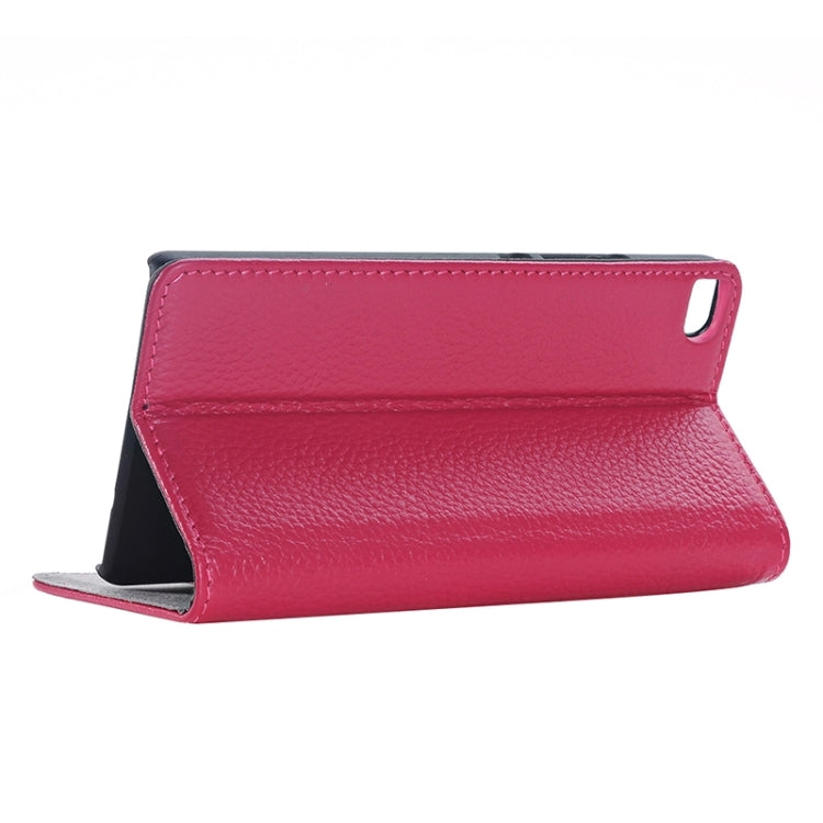 Litchi Texture Genuine Leather Case with Holder & Card Slot for Huawei P8