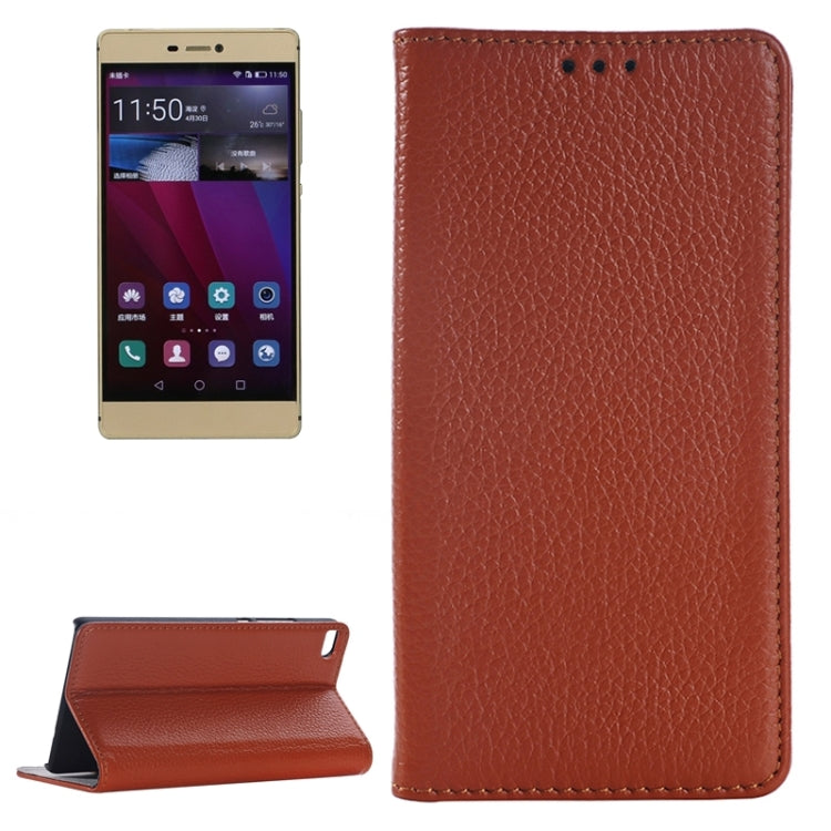 Litchi Texture Genuine Leather Case with Holder & Card Slot for Huawei P8