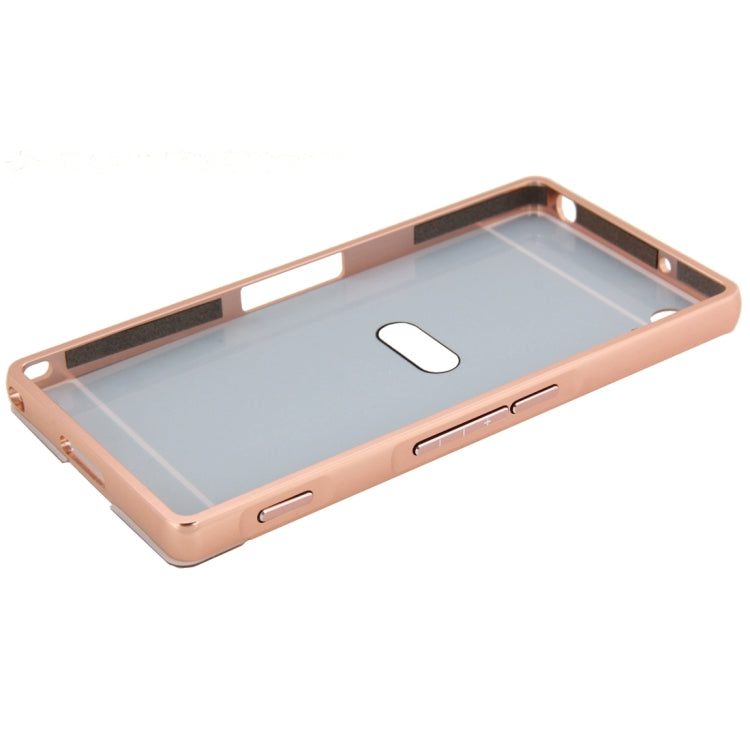 Fashionable Electroplating Mirror Push Pull Back Shell Cover + Metal Bumper Frame for Sony Xperia Z2 / L50