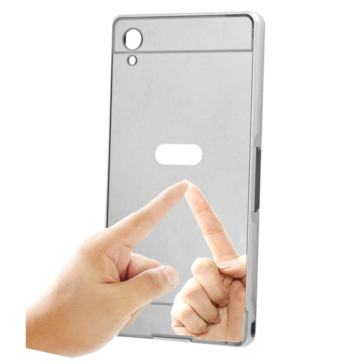 Fashionable Electroplating Mirror Push Pull Back Shell Cover + Metal Bumper Frame for Sony Xperia Z2 / L50