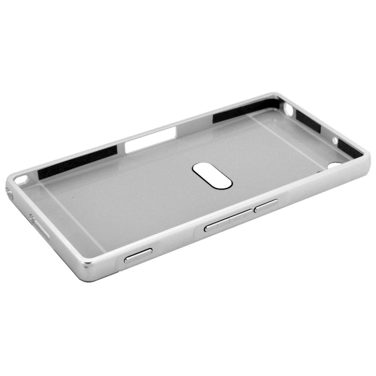 Fashionable Electroplating Mirror Push Pull Back Shell Cover + Metal Bumper Frame for Sony Xperia Z2 / L50
