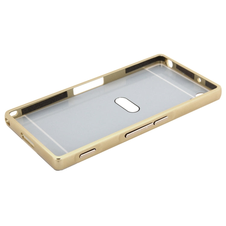 Fashionable Electroplating Mirror Push Pull Back Shell Cover + Metal Bumper Frame for Sony Xperia Z2 / L50