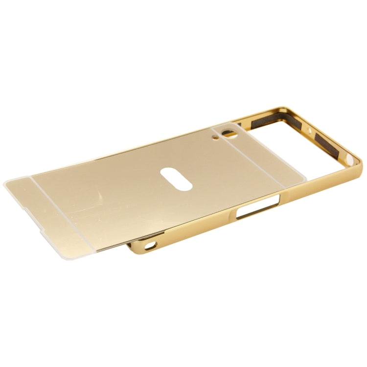Fashionable Electroplating Mirror Push Pull Back Shell Cover + Metal Bumper Frame for Sony Xperia Z2 / L50