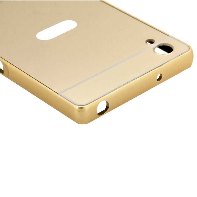 Fashionable Electroplating Mirror Push Pull Back Shell Cover + Metal Bumper Frame for Sony Xperia Z2 / L50