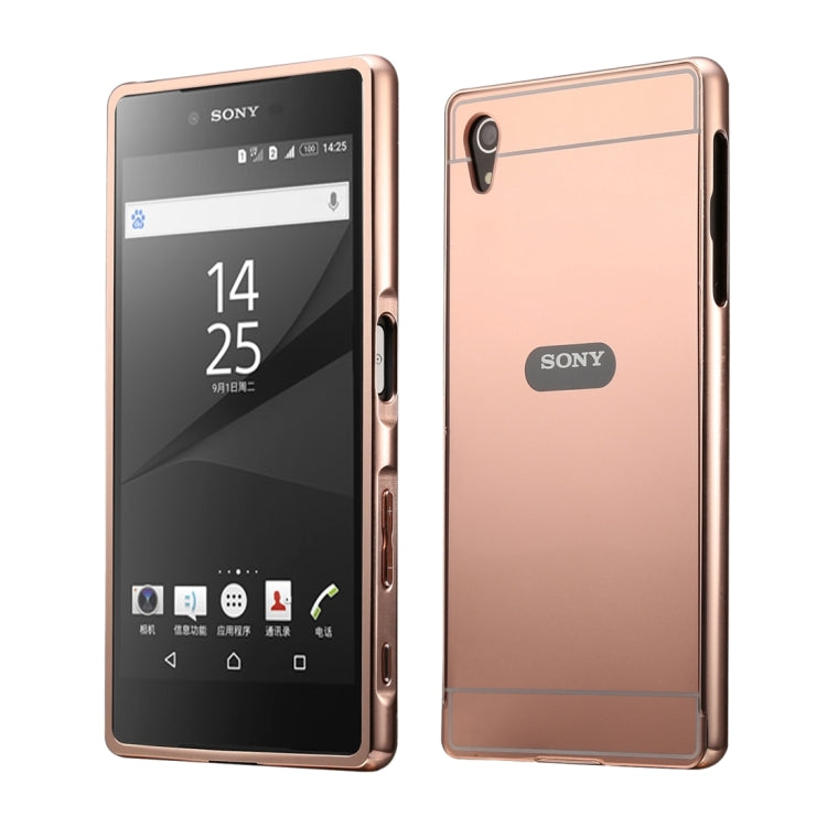 Fashionable Electroplating Push Pull Back Shell Cover + Metal Bumper Frame for Sony Xperia Z3+ / Z4