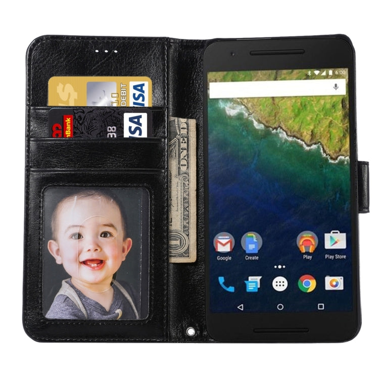 Crazy Horse Texture Horizontal Flip Magnetic Snap Leather Case with Adjustable Holder & Card Slots & Photo Frame & Wallet & Lanyard for Google Nexus 6P