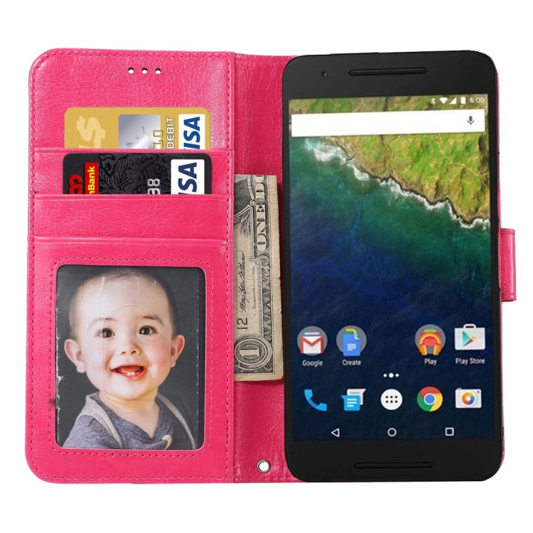 Crazy Horse Texture Horizontal Flip Magnetic Snap Leather Case with Adjustable Holder & Card Slots & Photo Frame & Wallet & Lanyard for Google Nexus 6P