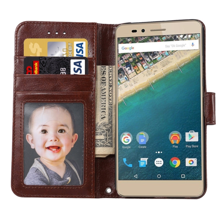 Crazy Horse Texture Horizontal Flip Magnetic Snap Leather Case with Adjustable Holder & Card Slots & Photo Frame & Wallet & Lanyard for Google Nexus 5X