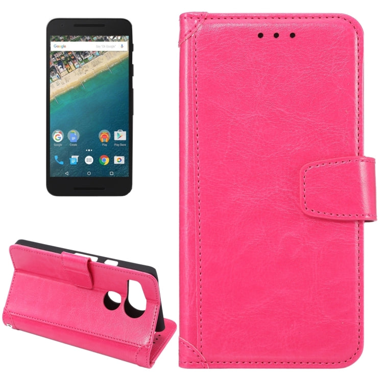 Crazy Horse Texture Horizontal Flip Magnetic Snap Leather Case with Adjustable Holder & Card Slots & Photo Frame & Wallet & Lanyard for Google Nexus 5X