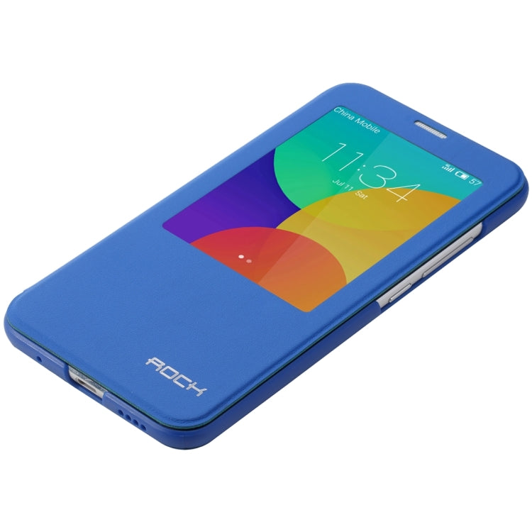 Rock Touch Series Fashionable Business Style Horizontal Flip Leather Case with Intelligent Window and Sleep / Wake-up Function for Meizu MX5