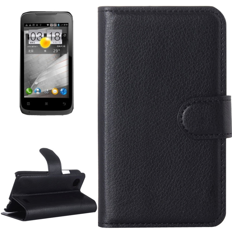 Litchi Texture Flip Leather Case with Holder & Card Slots & Wallet for Lenovo A369