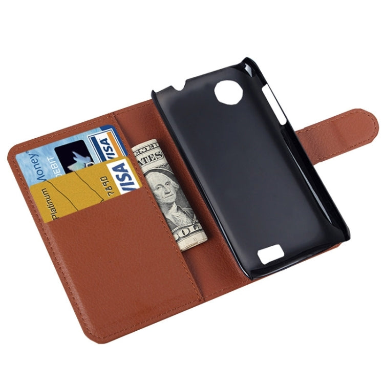 Litchi Texture Flip Leather Case with Holder & Card Slots & Wallet for Lenovo A369