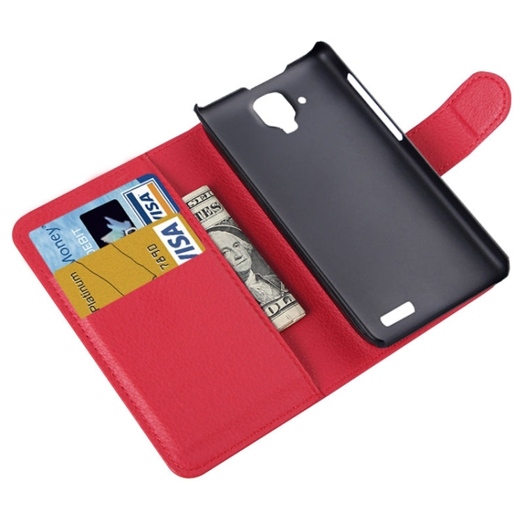 Litchi Texture Flip Leather Case with Holder & Card Slots & Wallet for Lenovo A536