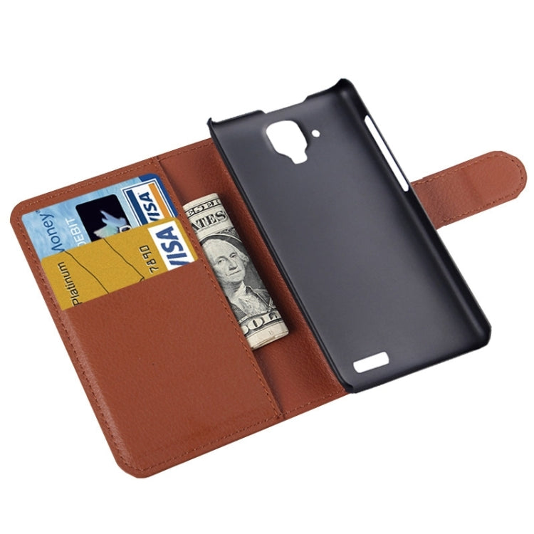 Litchi Texture Flip Leather Case with Holder & Card Slots & Wallet for Lenovo A536