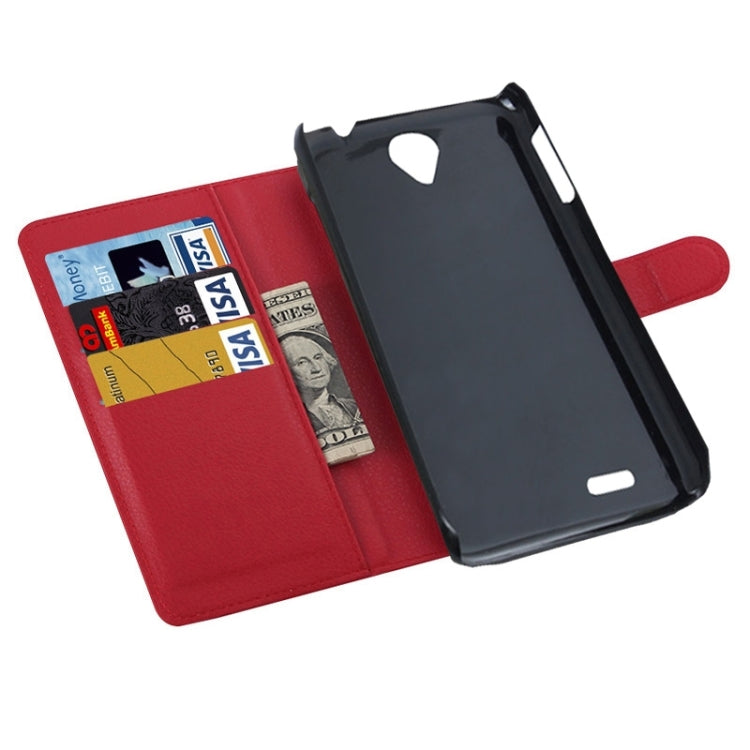 Litchi Texture Flip Leather Case with Holder & Card Slots & Wallet for Lenovo A850