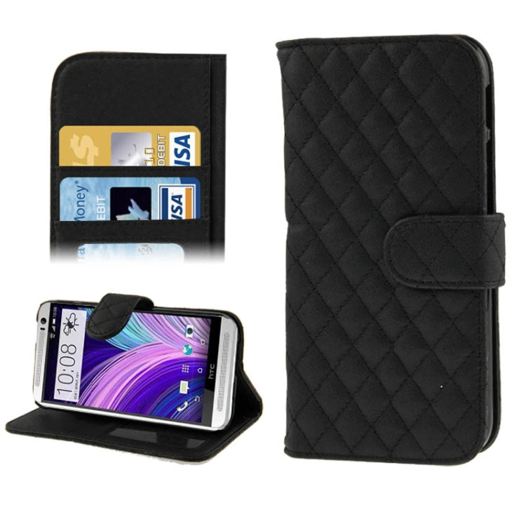 Plaid Texture Leather Case with Credit Card Slot & Holder for HTC One / M8