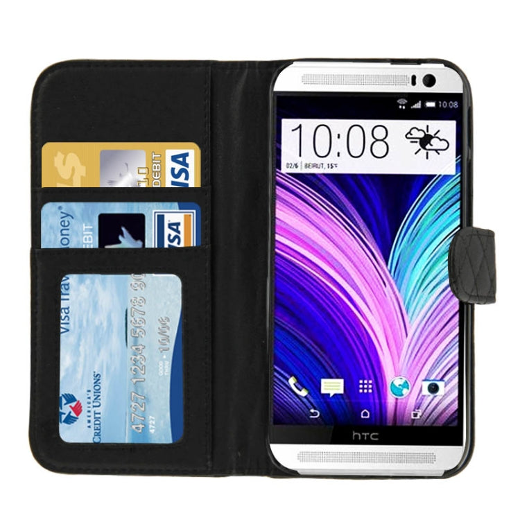 Plaid Texture Leather Case with Credit Card Slot & Holder for HTC One / M8