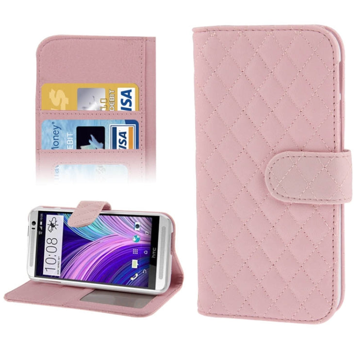 Plaid Texture Leather Case with Credit Card Slot & Holder for HTC One / M8