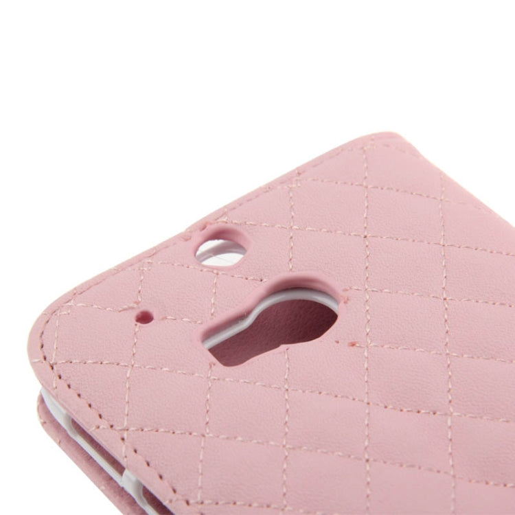 Plaid Texture Leather Case with Credit Card Slot & Holder for HTC One / M8