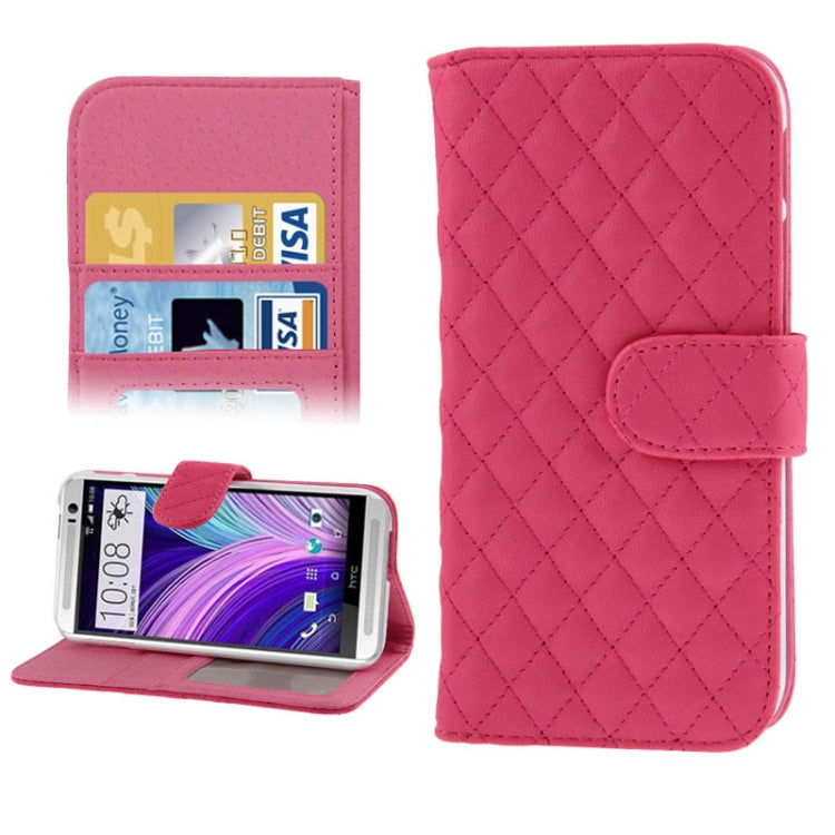 Plaid Texture Leather Case with Credit Card Slot & Holder for HTC One / M8