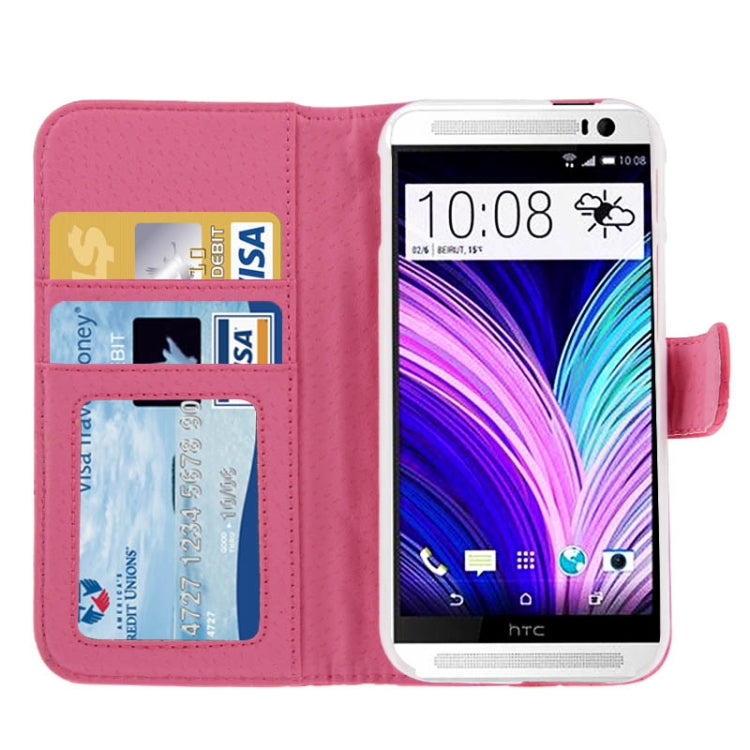 Plaid Texture Leather Case with Credit Card Slot & Holder for HTC One / M8