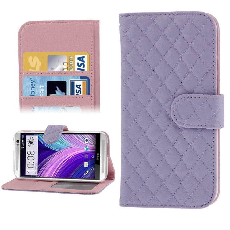 Plaid Texture Leather Case with Credit Card Slot & Holder for HTC One / M8
