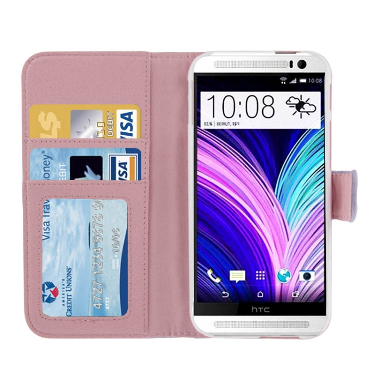 Plaid Texture Leather Case with Credit Card Slot & Holder for HTC One / M8