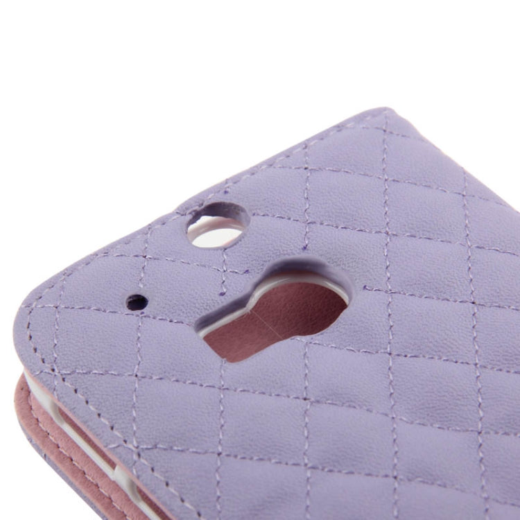 Plaid Texture Leather Case with Credit Card Slot & Holder for HTC One / M8