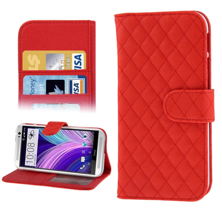 Plaid Texture Leather Case with Credit Card Slot & Holder for HTC One / M8