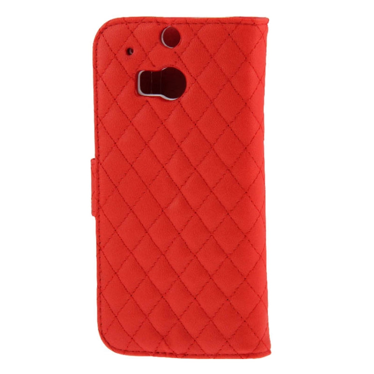 Plaid Texture Leather Case with Credit Card Slot & Holder for HTC One / M8