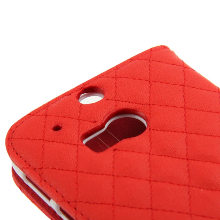 Plaid Texture Leather Case with Credit Card Slot & Holder for HTC One / M8