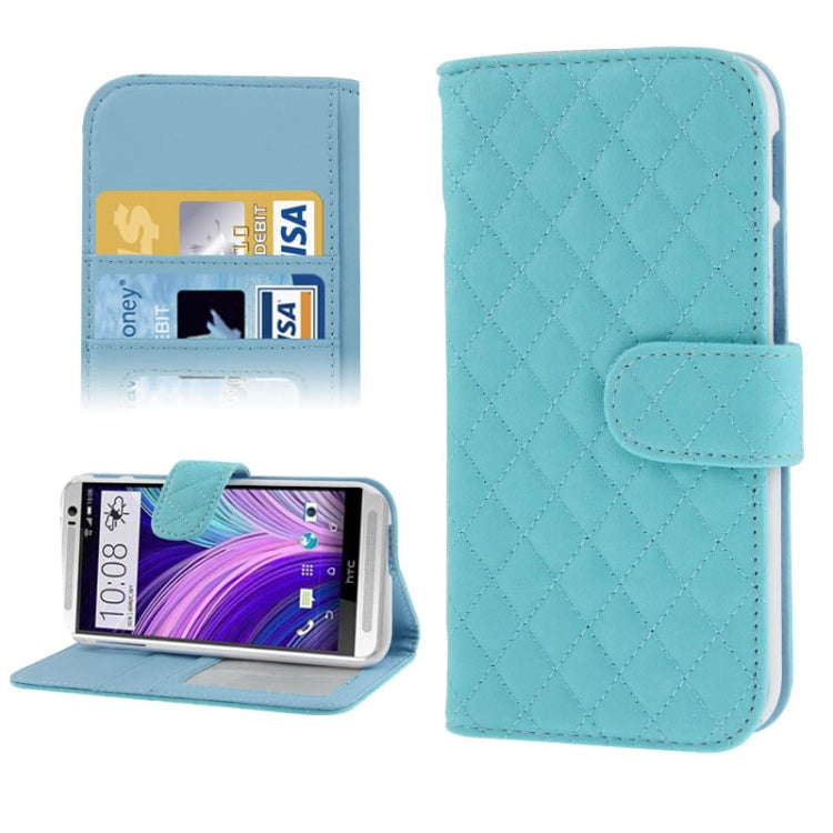 Plaid Texture Leather Case with Credit Card Slot & Holder for HTC One / M8