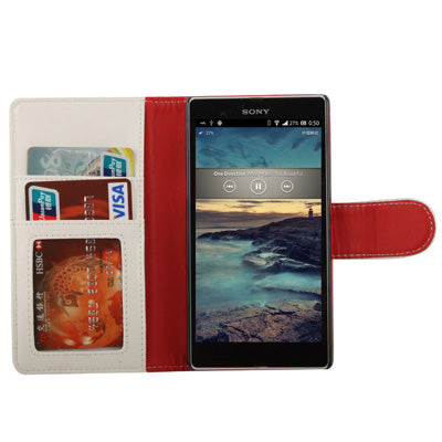Lichi Texture Leather Case with Holder & Credit Card Slots for Sony Xperia Z / L36H / C6603 (White)