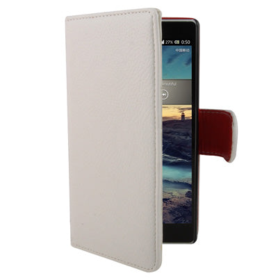 Lichi Texture Leather Case with Holder & Credit Card Slots for Sony Xperia Z / L36H / C6603 (White)