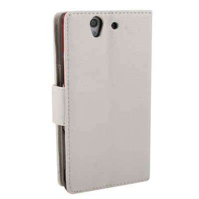 Lichi Texture Leather Case with Holder & Credit Card Slots for Sony Xperia Z / L36H / C6603 (White)