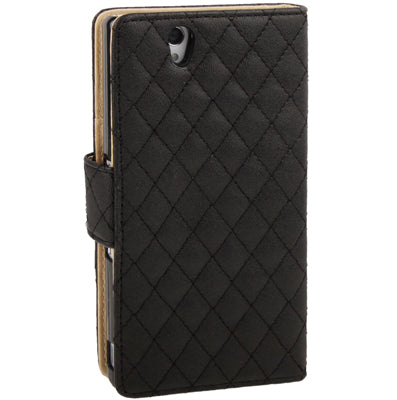 Plaid Texture Diamond Flower Button Flip Soft Leather Case with Credit Card Slots