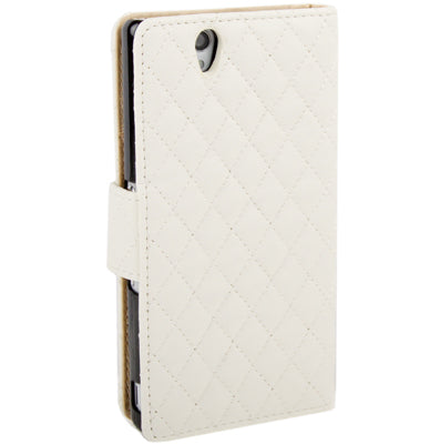 Plaid Texture Diamond Flower Button Flip Soft Leather Case with Credit Card Slots