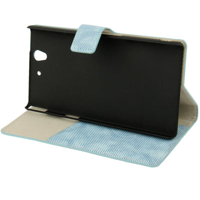 Denim Printing Pattern Leather Case with Holder & Credit Card Slots for Sony Xperia Z / L36H / C6603