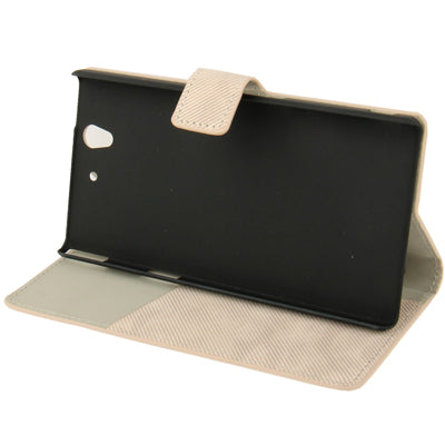 Denim Printing Pattern Leather Case with Holder & Credit Card Slots for Sony Xperia Z / L36H / C6603