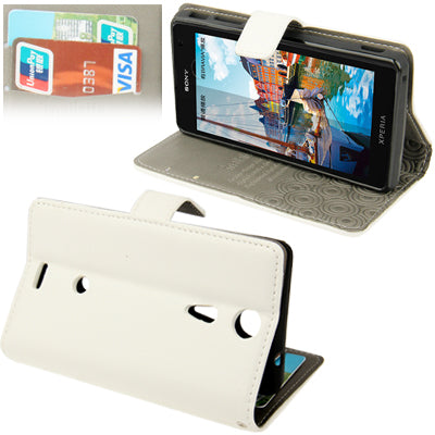 Cross Texture Leather Case with Holder & Credit Card Slots for Sony Xperia GX / TX / LT29i