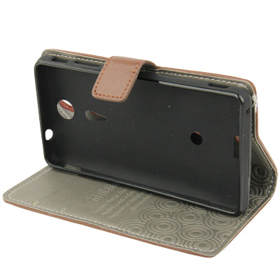 Cross Texture Leather Case with Holder & Credit Card Slots for Sony Xperia GX / TX / LT29i