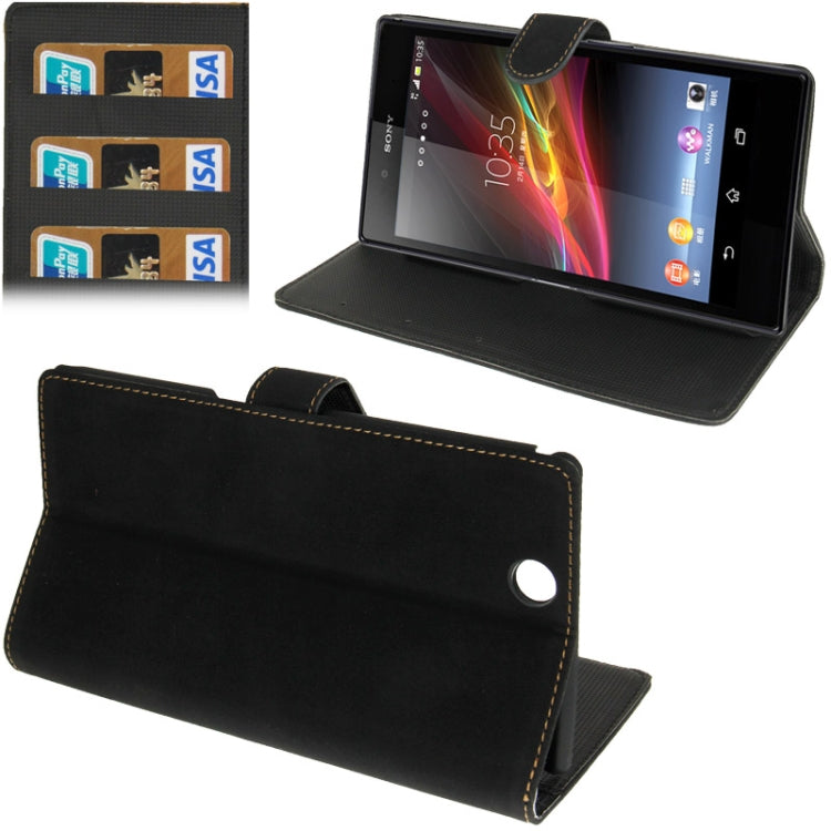 Frosting Flip Leather Case with Credit Card Slots & Holder for Sony Xperia Z Ultra / XL39h