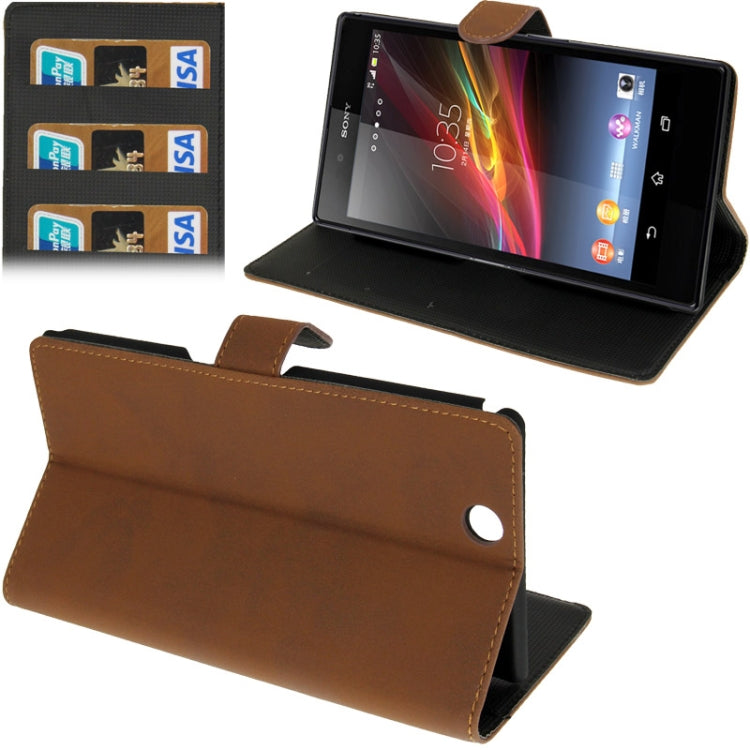 Frosting Flip Leather Case with Credit Card Slots & Holder for Sony Xperia Z Ultra / XL39h