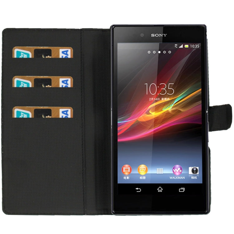 Litchi Flip Leather Case with Credit Card Slots & Holder for Sony Xperia Z Ultra / XL39h