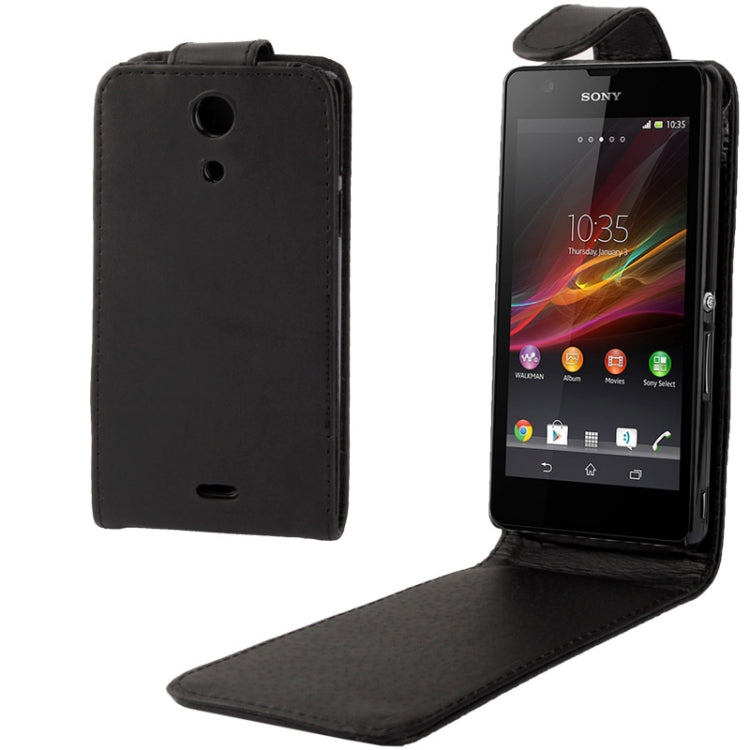 Vertical Flip Soft Leather Case for Sony Xperia ZR / M36H / C5502 (Black)