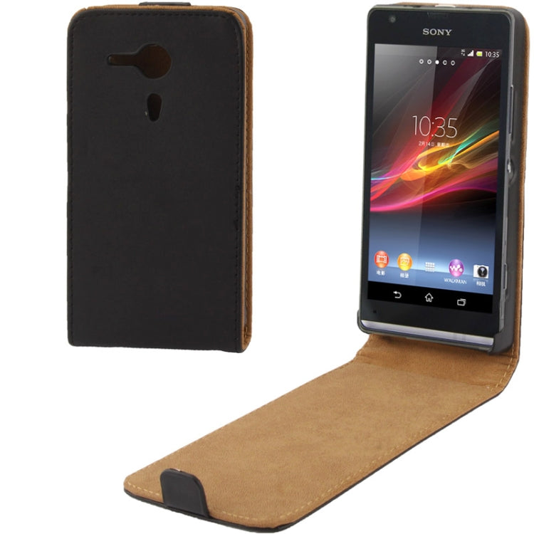 High Quality Vertical Flip Leather Case for Sony Xperia SP / M35h (Black)