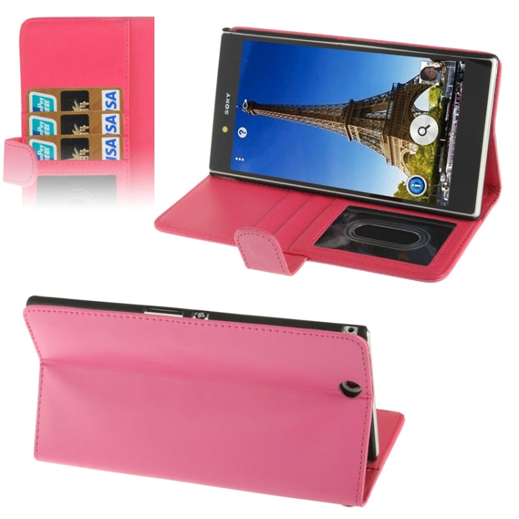 Soft Leather Case with Credit Card Slots & Holder for Sony Xperia Z Ultra / XL39H (Magenta)