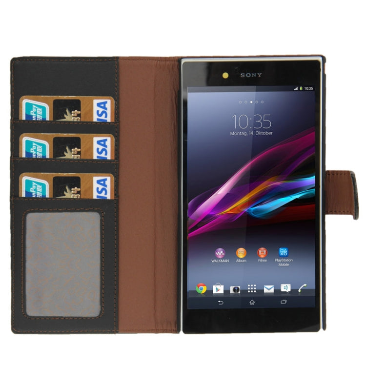 Litchi Texture Horizontal Flip Leather Case with Credit Card Slots & Holder for Sony Xperia Z Ultra / XL39h