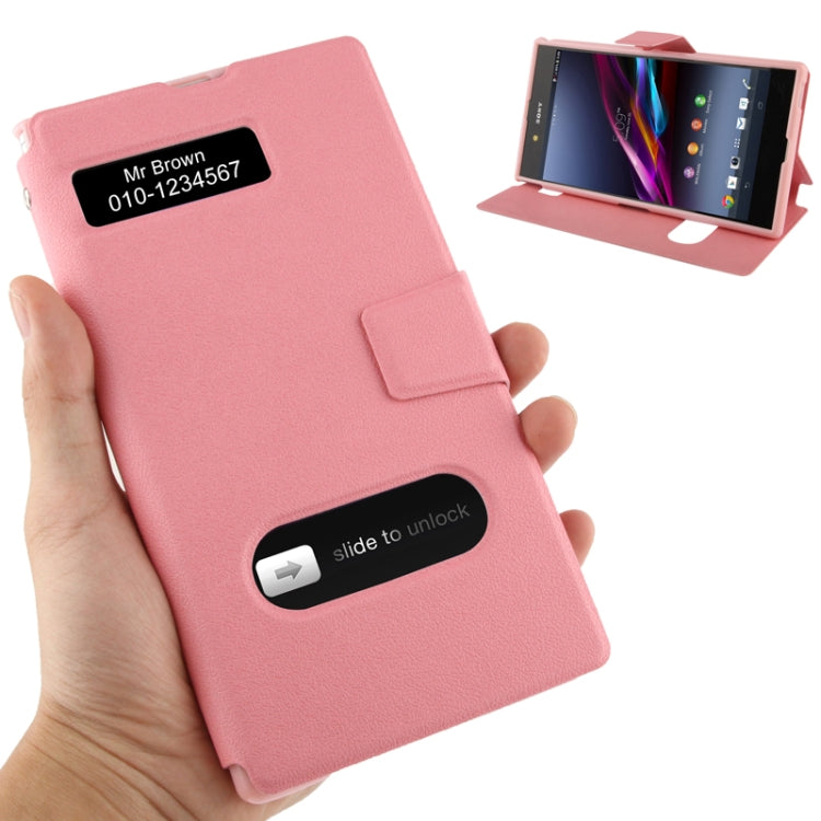 Pebble Texture Leather Case with Call Display ID & Holder for Sony Xperia Z Ultra / XL39H