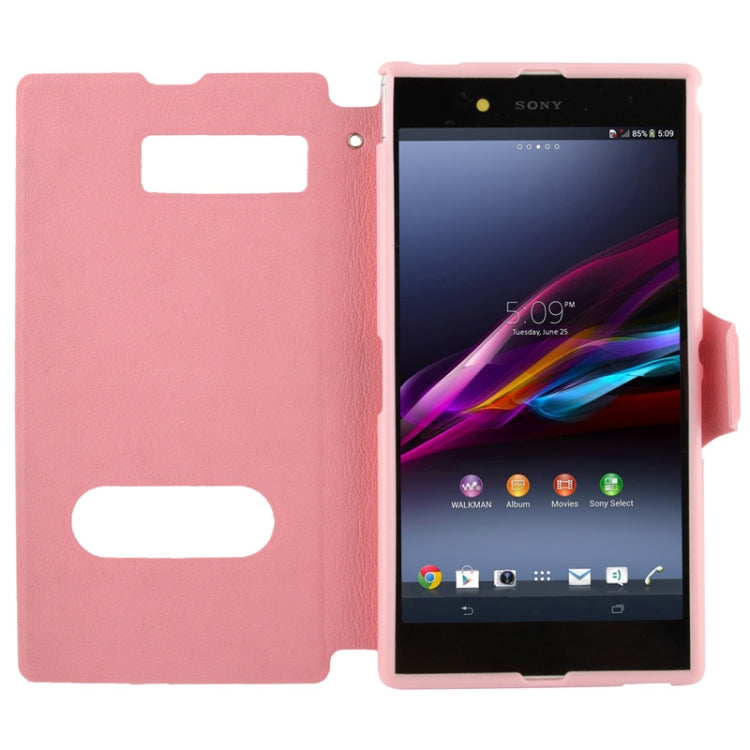 Pebble Texture Leather Case with Call Display ID & Holder for Sony Xperia Z Ultra / XL39H